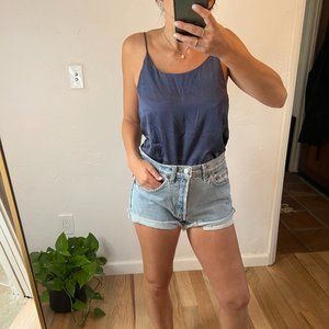 ASCENO Silk Camisole Navy, Size M